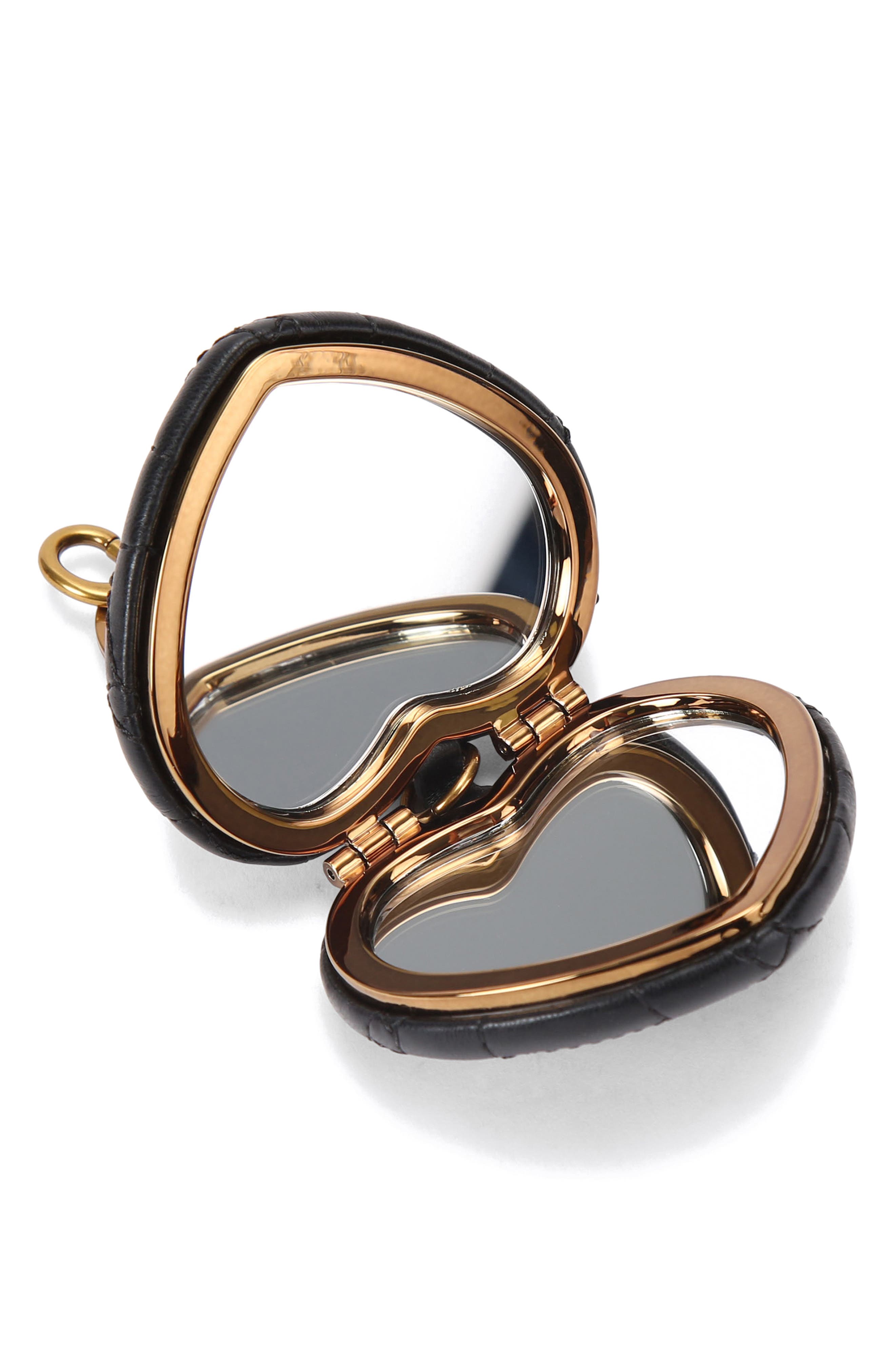 Kurt Geiger London Kensington Heart Mirror Bag Charm, Alternate, color, Black
