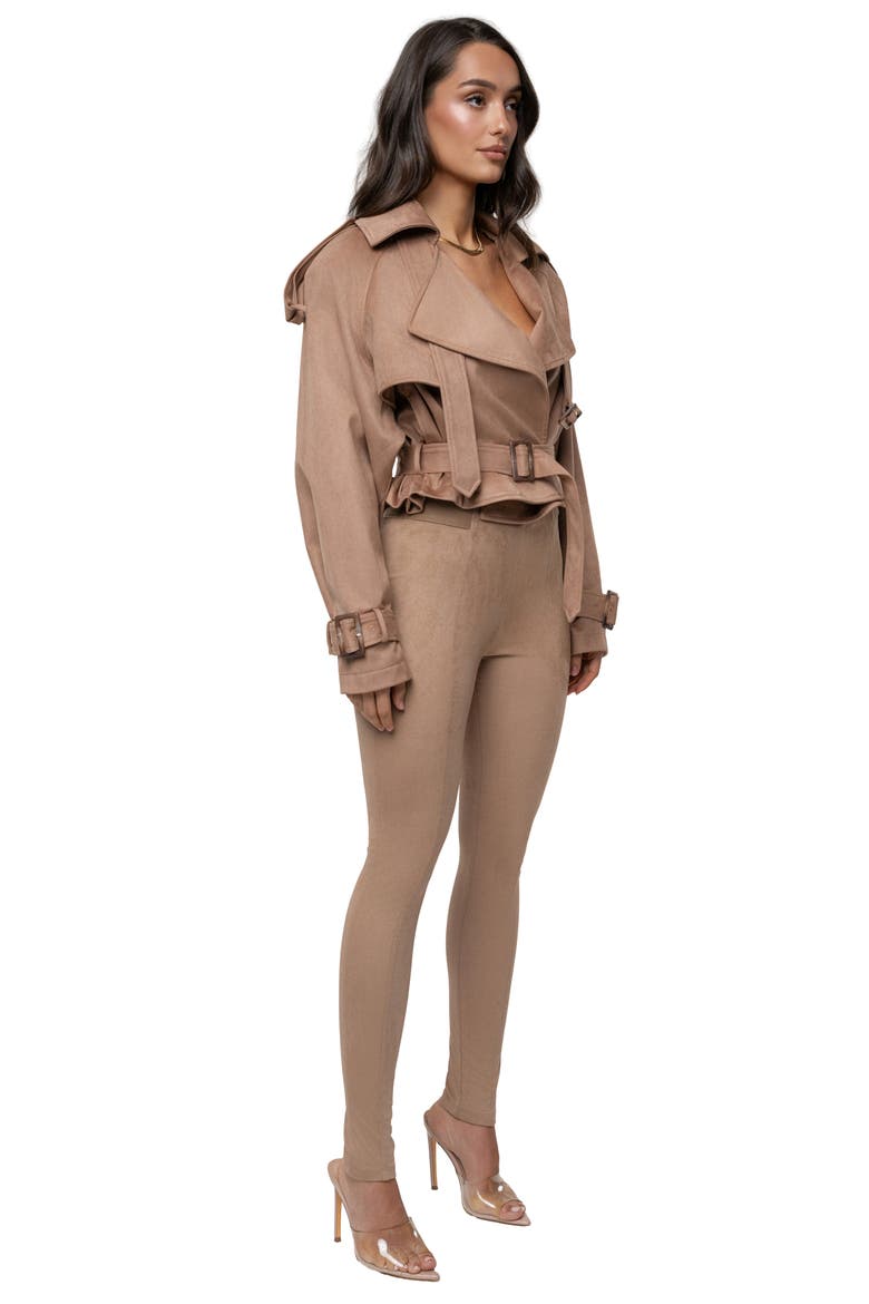 Latte Belted Crop Jacket, Alternate, color, BEIGE