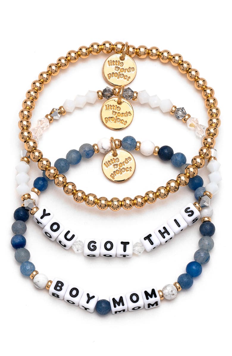 Little Words Project Boy Mom/You Got This Set of 3 Stretch Bracelets, Main, color,