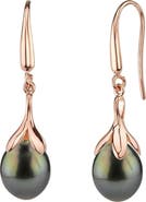 The Pearl Source 10-11mm Tahitian South Sea Pearl Olive Drop Earrings