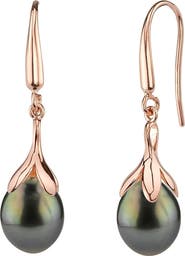 The Pearl Source 10-11mm Tahitian South Sea Pearl Olive Drop Earrings