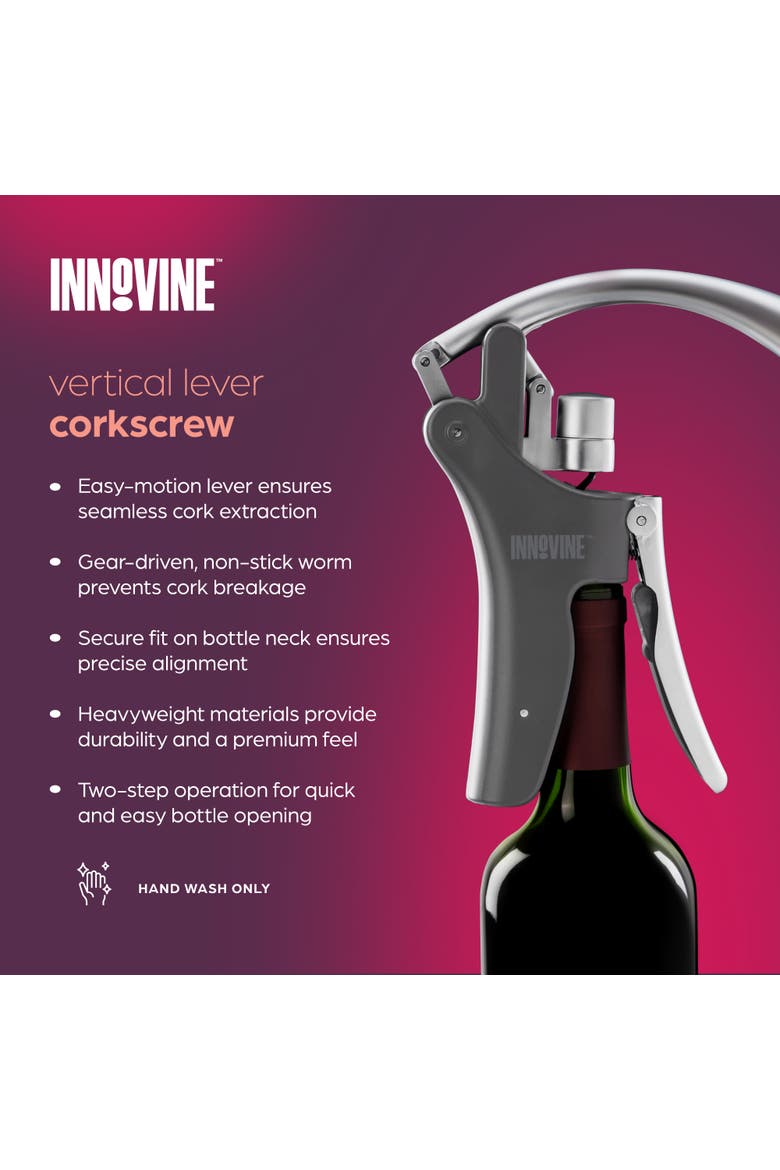 Vertical Lever Corkscrew, Alternate, color, Grey