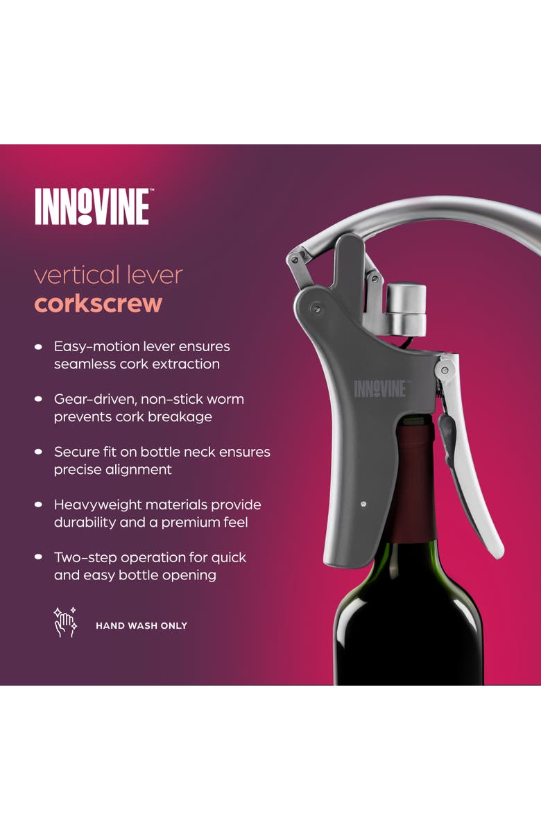 Innovine Vertical Lever Corkscrew, Alternate, color, Grey