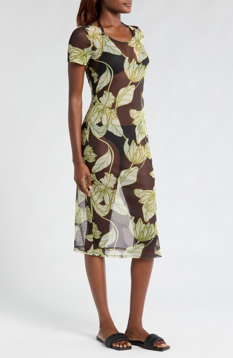 Hutch Floral Mesh Cover-Up Midi Dress, Alternate, color,