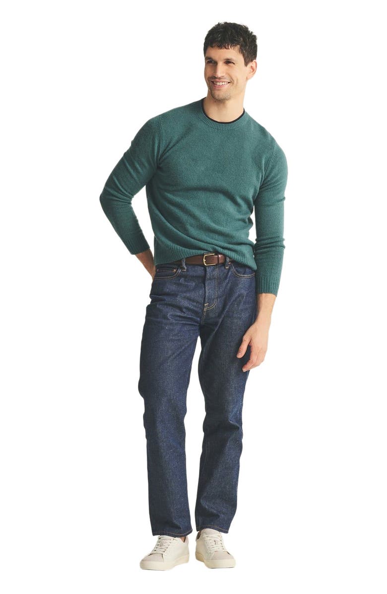 NAADAM Lightweight Cashmere Contrast Trim Crewneck Sweater, Alternate, color, Agave Green