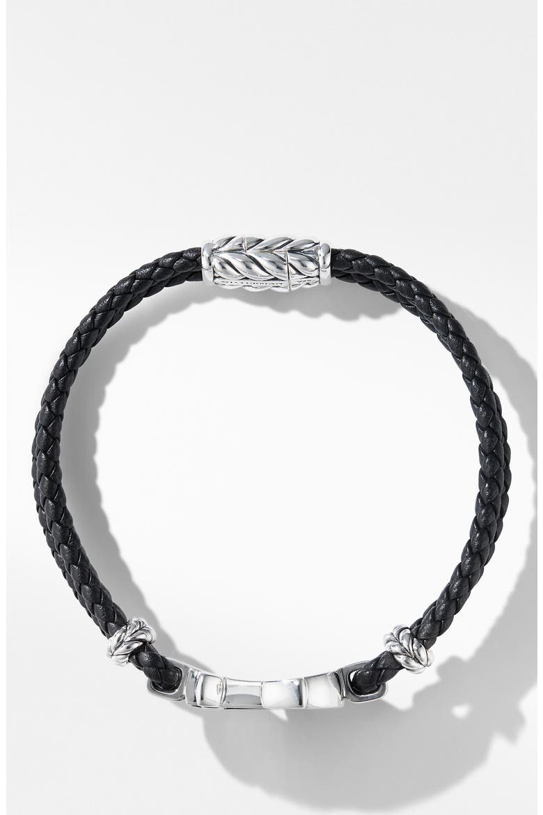 Maritime® Anchor Station Black Leather Bracelet with Black Onyx, Alternate, color, SILVER/ BLACK ONYX