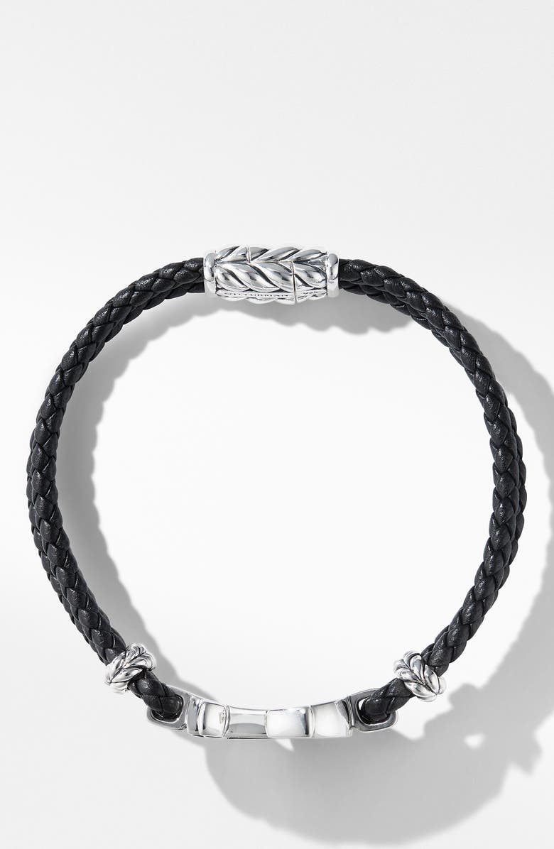 David Yurman Maritime<sup>®</sup> Anchor Station Black Leather Bracelet with Black Onyx, Alternate, color, 