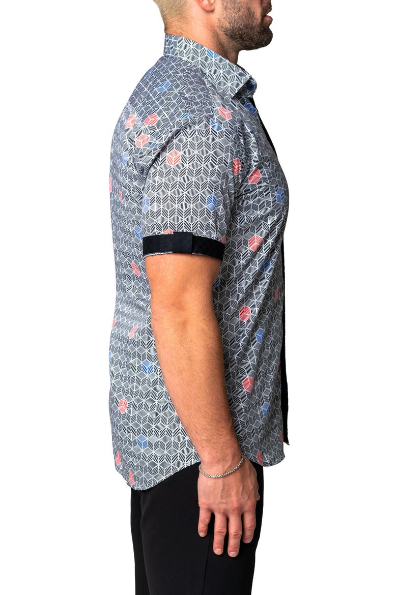 Galileo Geocolor Regular Fit Short Sleeve Button-Up Shirt, Alternate, color, WHITE