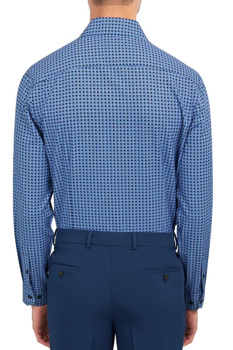 Squiggle Geometric Print Performance Dress Shirt, Alternate, color, NAVY
