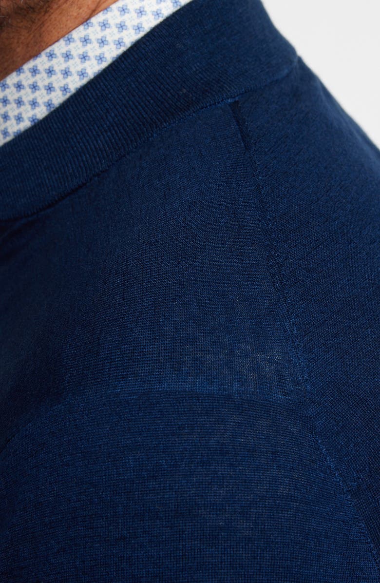 David Donahue Tipped Cotton Blend Quarter Zip Sweater, Alternate, color, Estate Blue