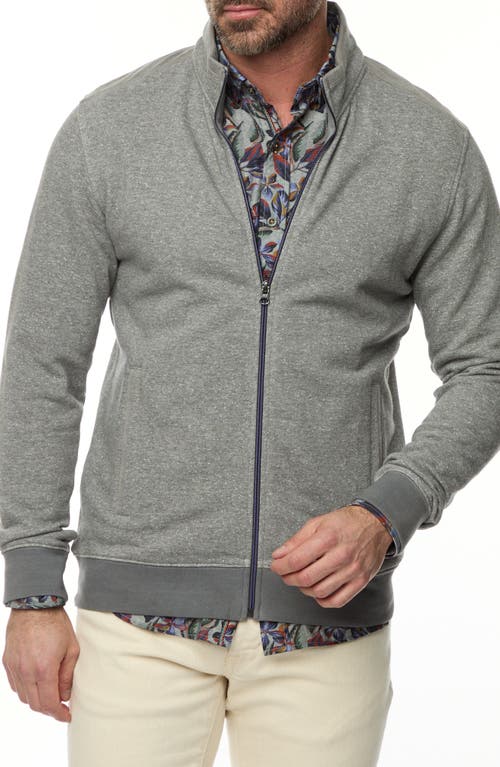 Robert Graham Renato Front Zip Knit Jacket in Heather Grey 