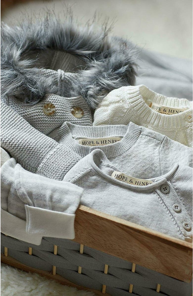 Hope & Henry Baby Raglan Sweater Romper, Alternate, color, Heather Grey