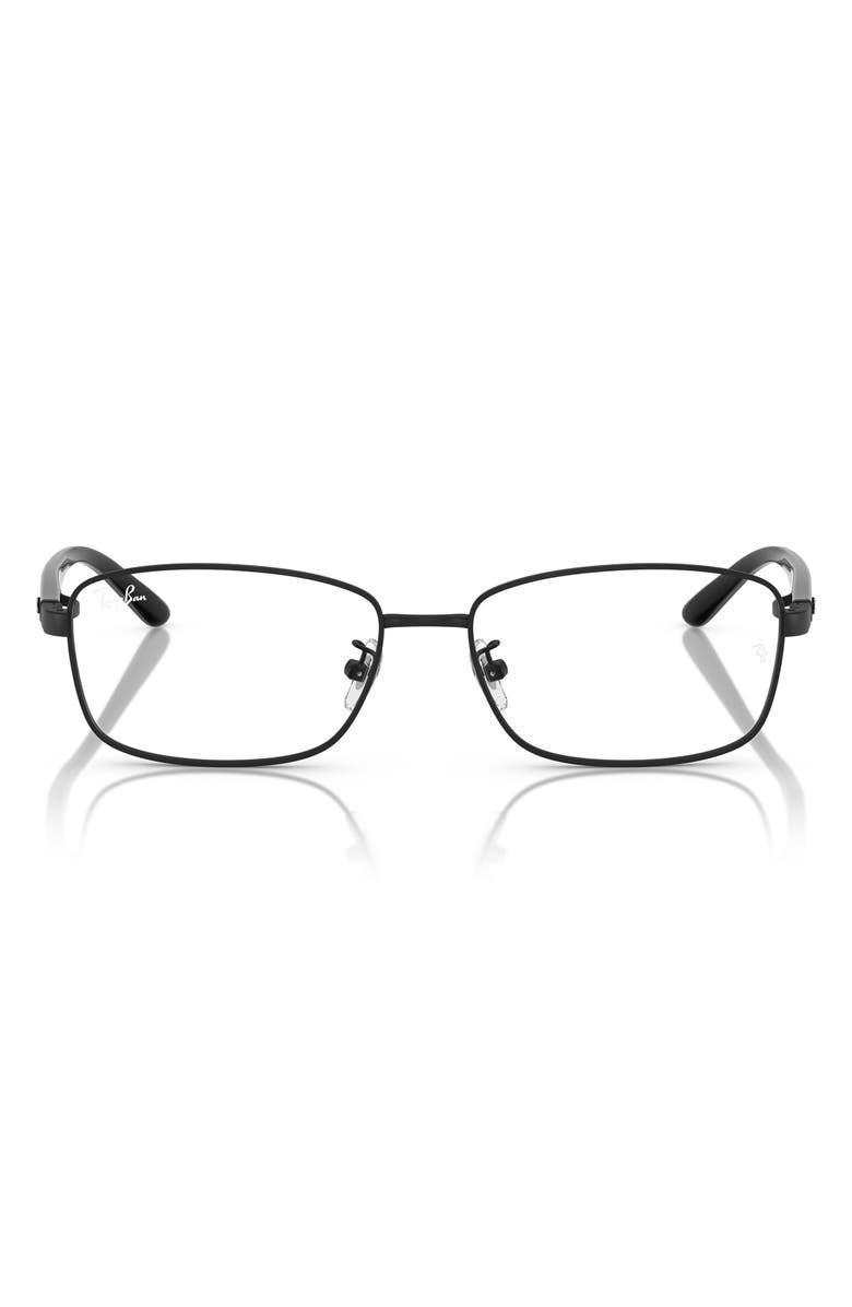 Ray-Ban 56mm Rectangular Pillow Optical Glasses, Main, color, Matte Black
