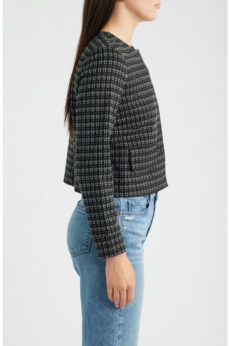 Collarless Jacquard Knit Jacket, Alternate, color, BLACK MULTI