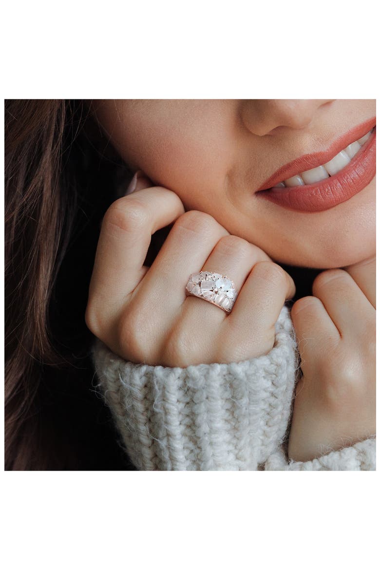 Milky Aquamarine & Diamond Dome Ring, Alternate, color, BLUE