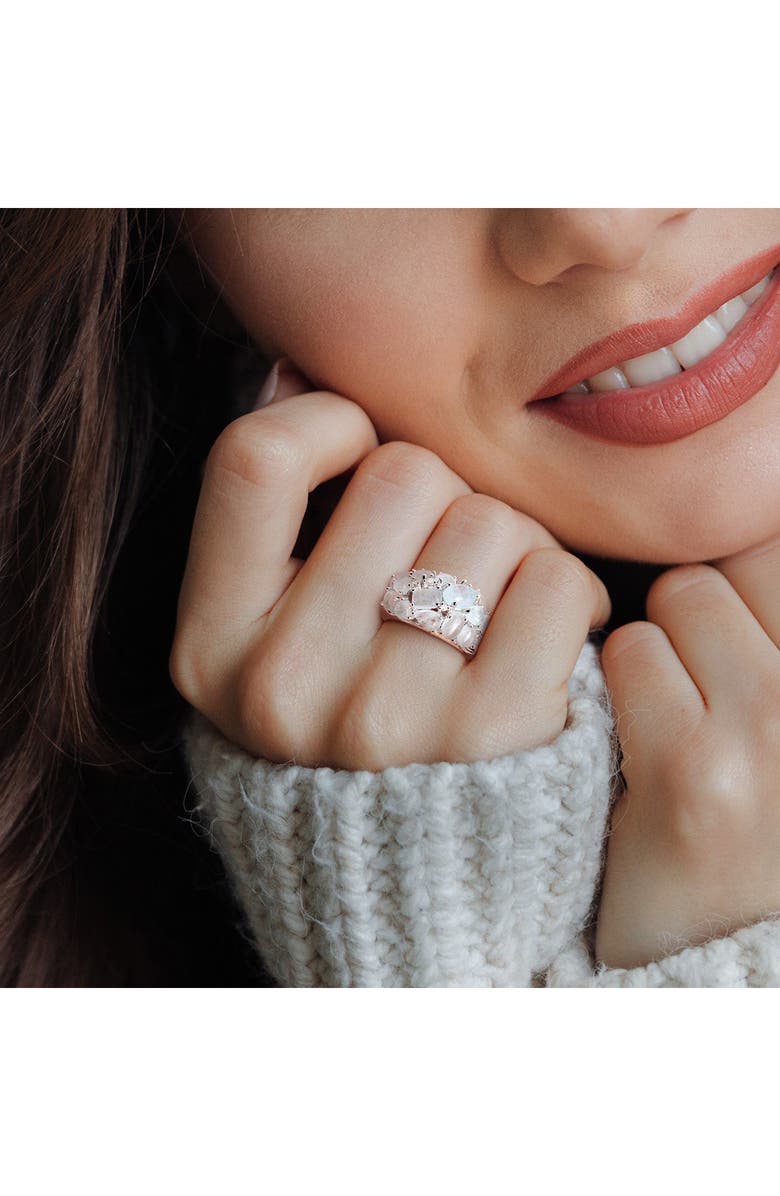 DELMAR Milky Aquamarine & Diamond Dome Ring, Alternate, color, Blue