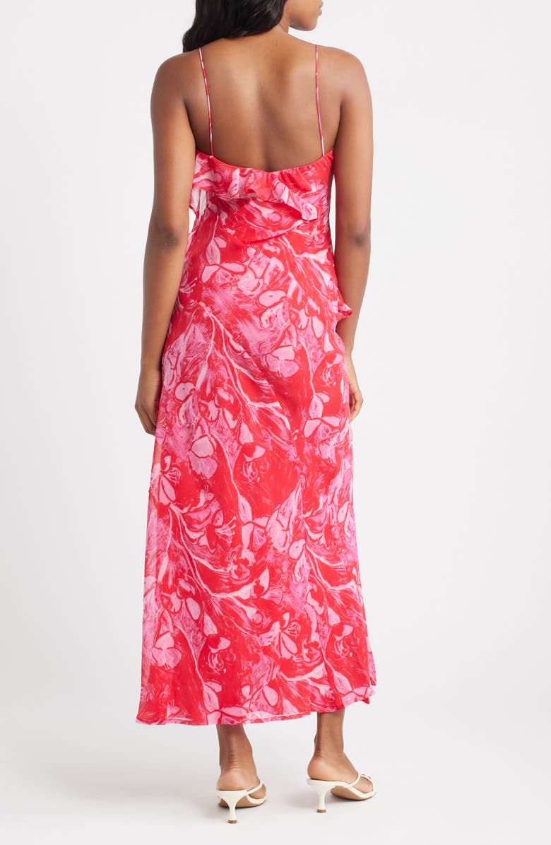 Topshop Ruffle Midi Slipdress, Alternate, color, Pink