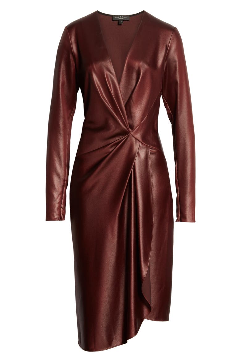 McKenzie Faux Leather Dress, Alternate, color, BURGUNDY