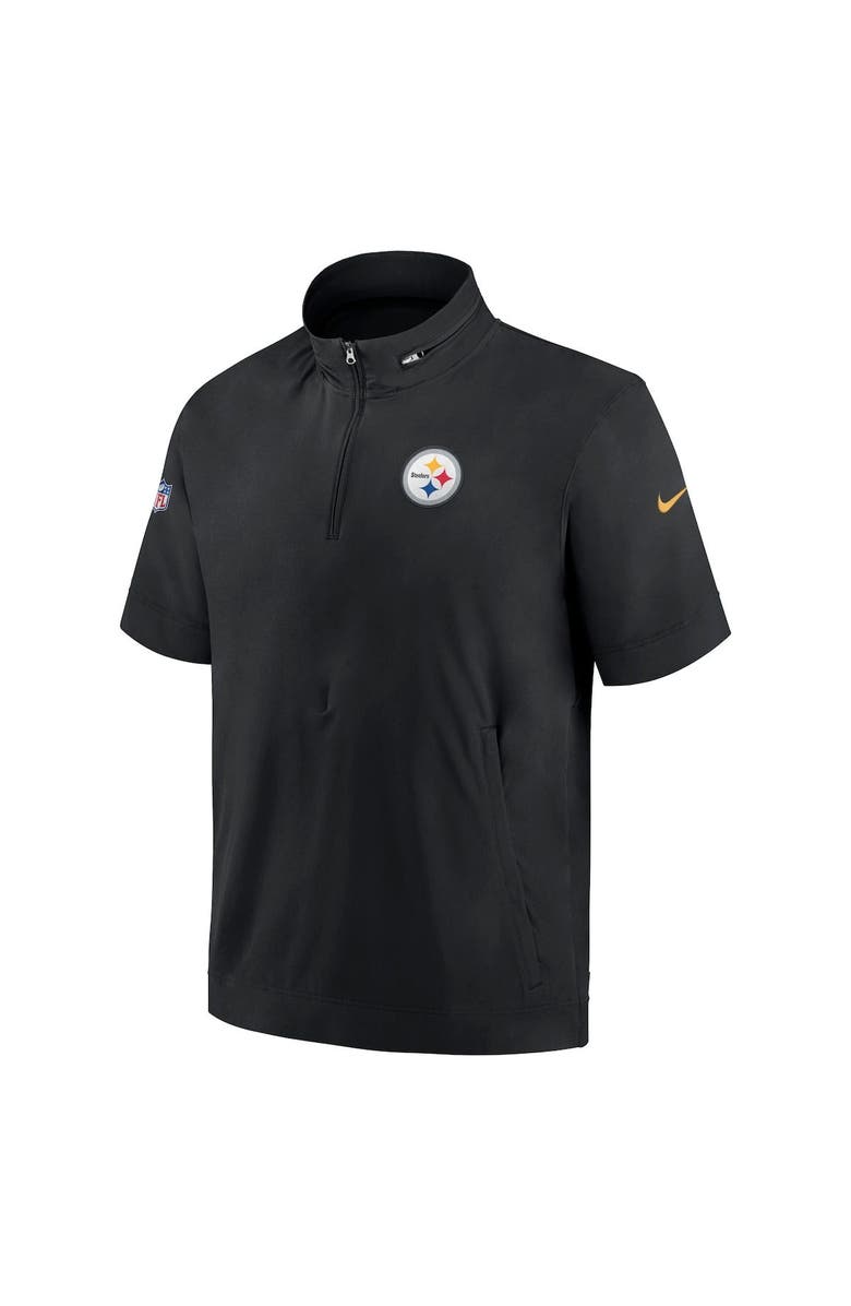 Nike Men's Nike  Black Pittsburgh Steelers Sideline Coach Short Sleeve Hoodie Quarter-Zip Jacket, Alternate, color, Black