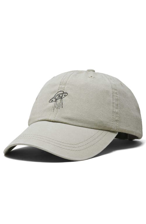 Dalix Ufo Embroidered Adjustable Dad Cap In Washed Stone White