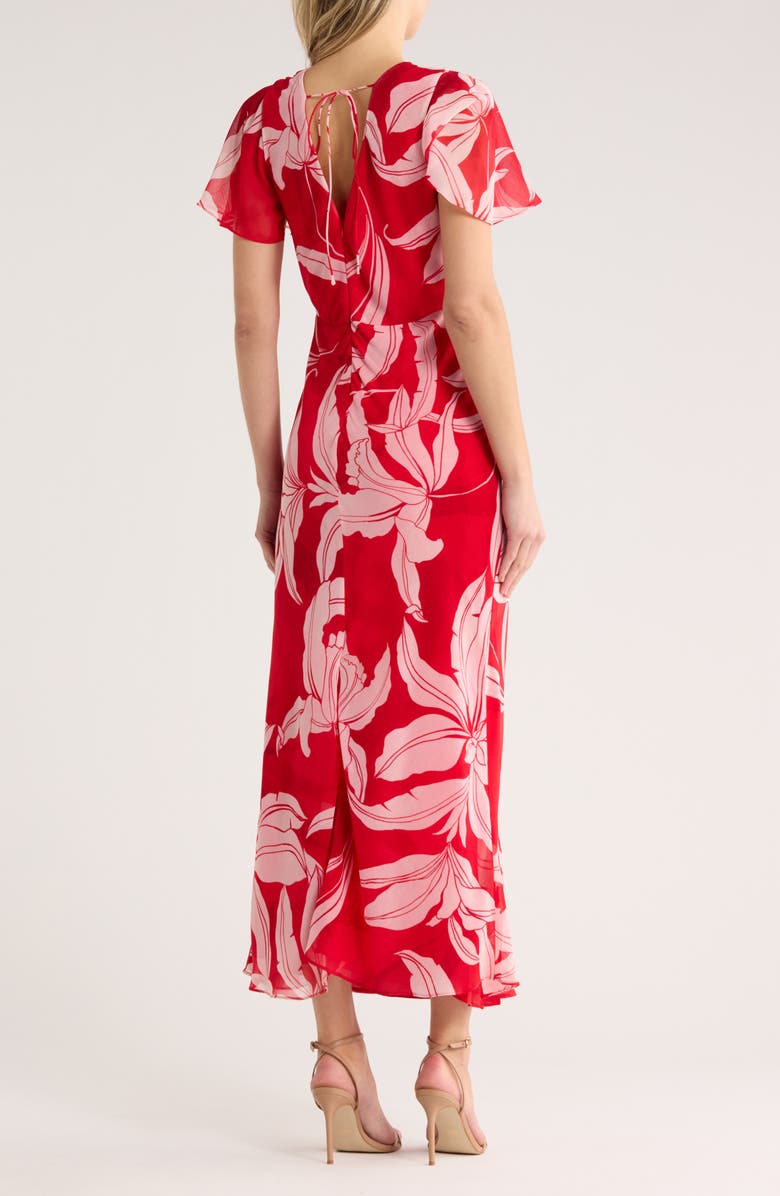 Parker Flutter Sleeve Tie Back Maxi Dress, Alternate, color, Ibiza Red
