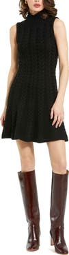 Mac Duggal Cable Knit Turtle Neck Sleeveless Mini Dress