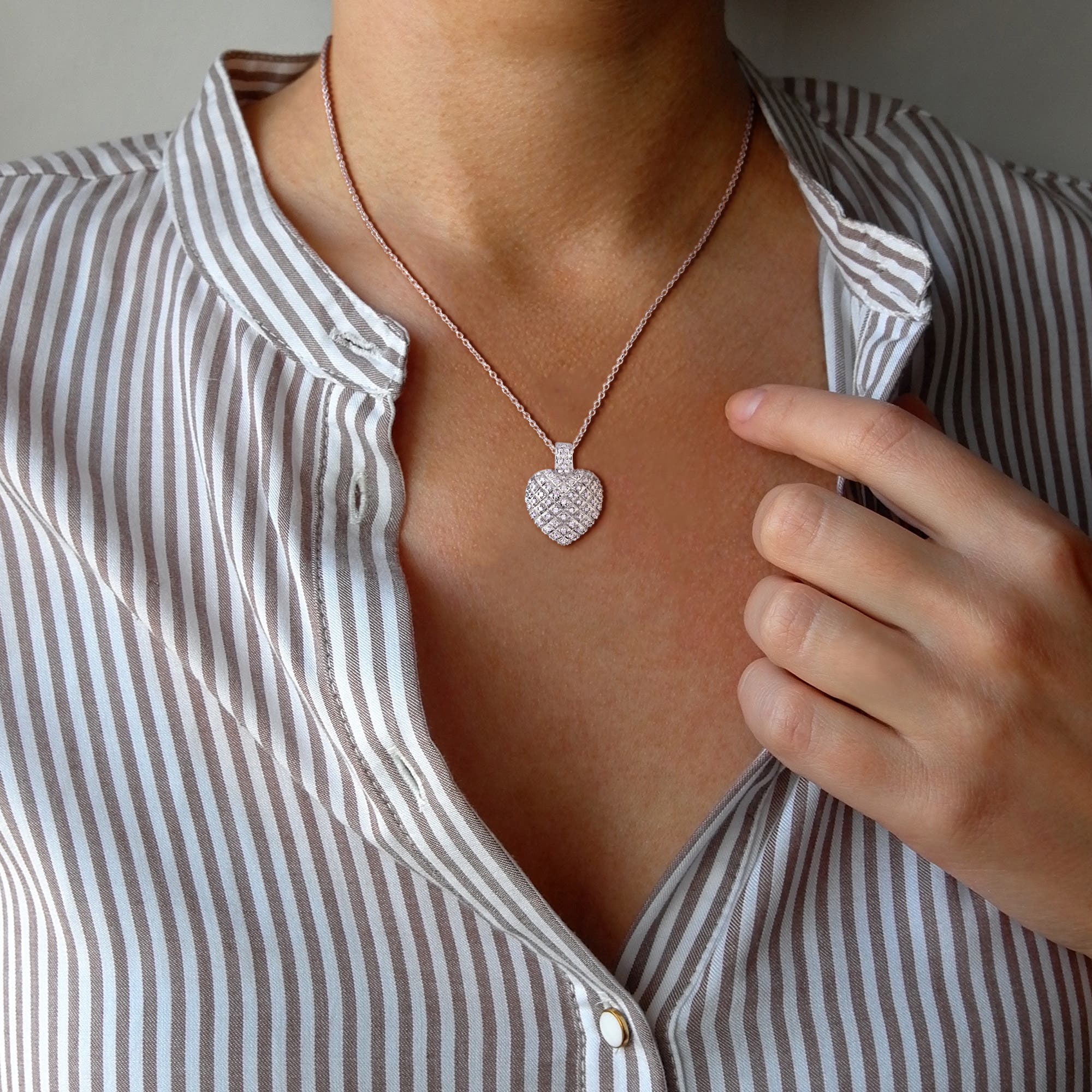 Julianna B. 1 Ctw Diamond Heart Necklace Triple Chain (Women) | Nordstrom
