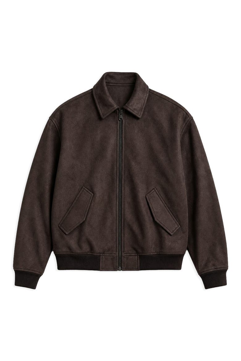 Remy Faux Suede Bomber Jacket, Alternate, color, BROWN