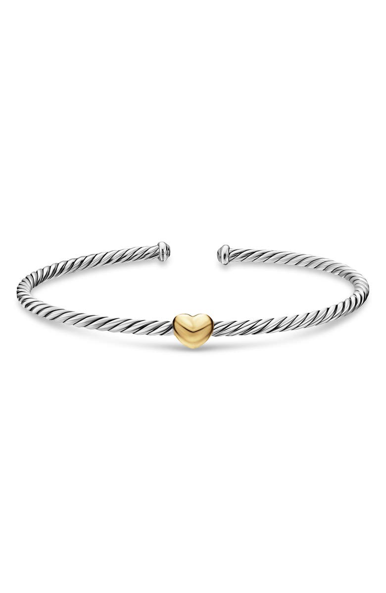 David Yurman 2.6mm Micro Cable Flex<sup>®</sup> Heart Bracelet, Alternate, color, Silver