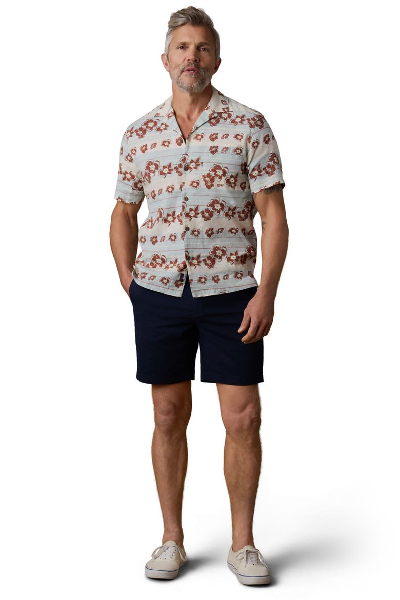 Breeze Linen Blend Camp Shirt, Alternate, color, TEAL HIBISCUS STRIPE