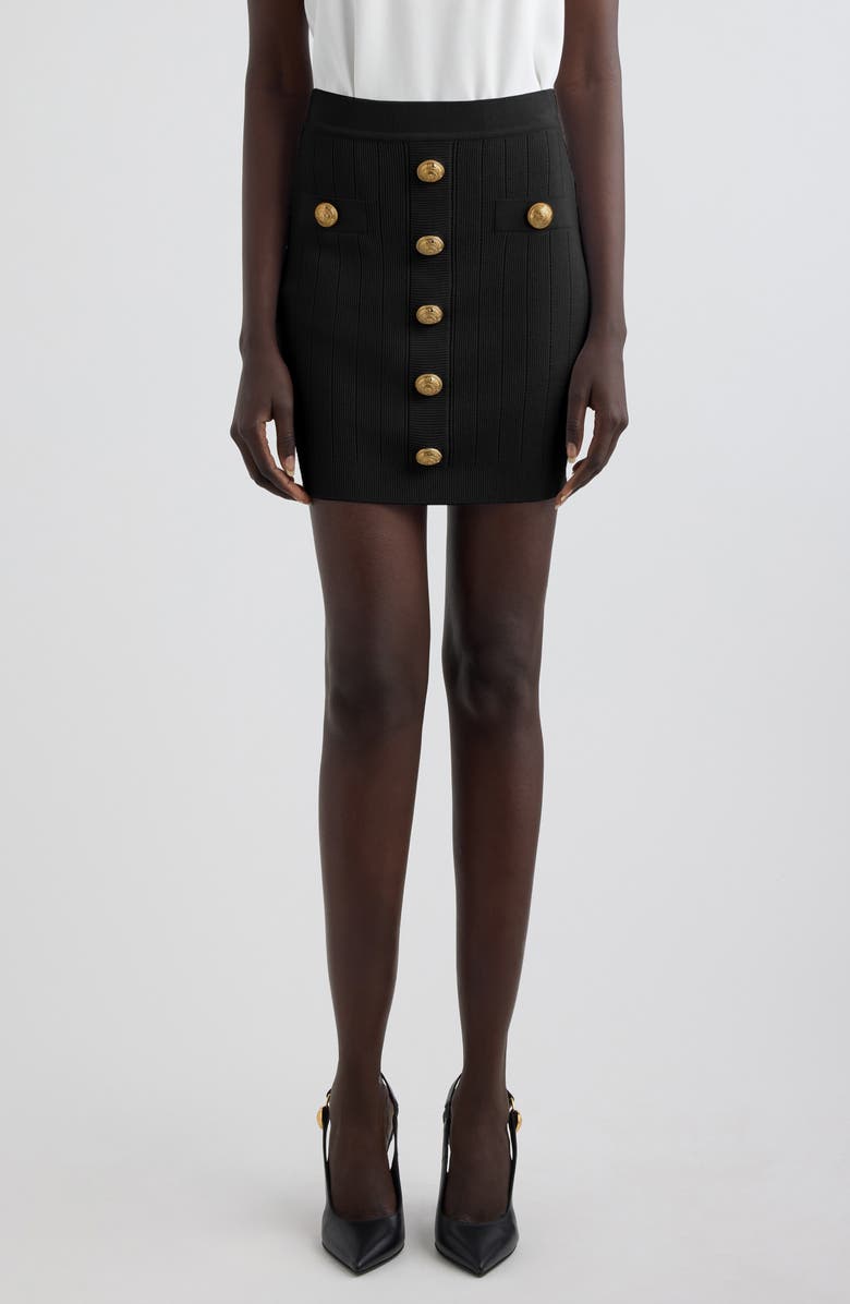 Balmain Button Detail Rib Sweater Skirt, Main, color, 