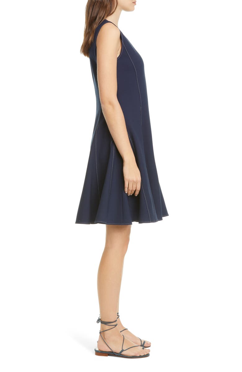 Adeam Water Drop Contrast Stitch Crepe Fit & Flare Dress, Alternate, color, 
