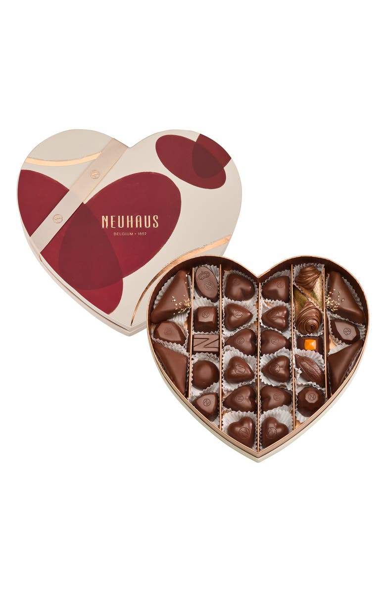 NEUHAUS Valentine Medium Milk Chocolate Heart Box, Alternate, color, Red
