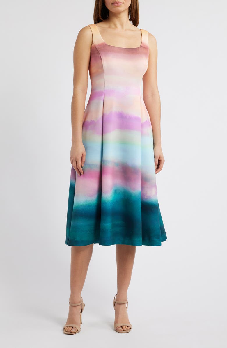Vince Camuto Scuba Knit Fit & Flare Cocktail Dress, Main, color, Multi
