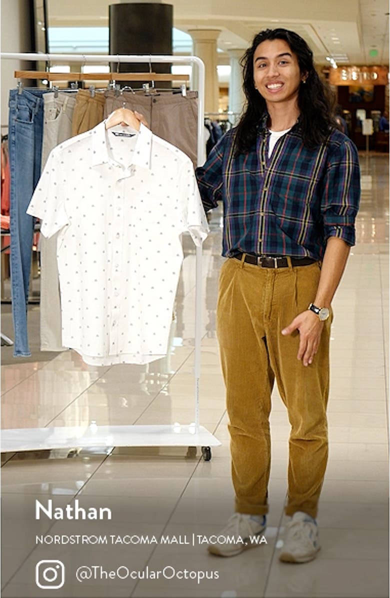 Inbox Incoming Short Sleeve Stretch Button-Up Shirt, sales video thumbnail