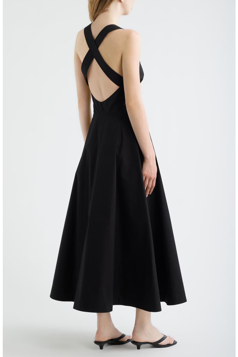 Rosetta Cotton Midi Dress, Alternate, color, BLACK