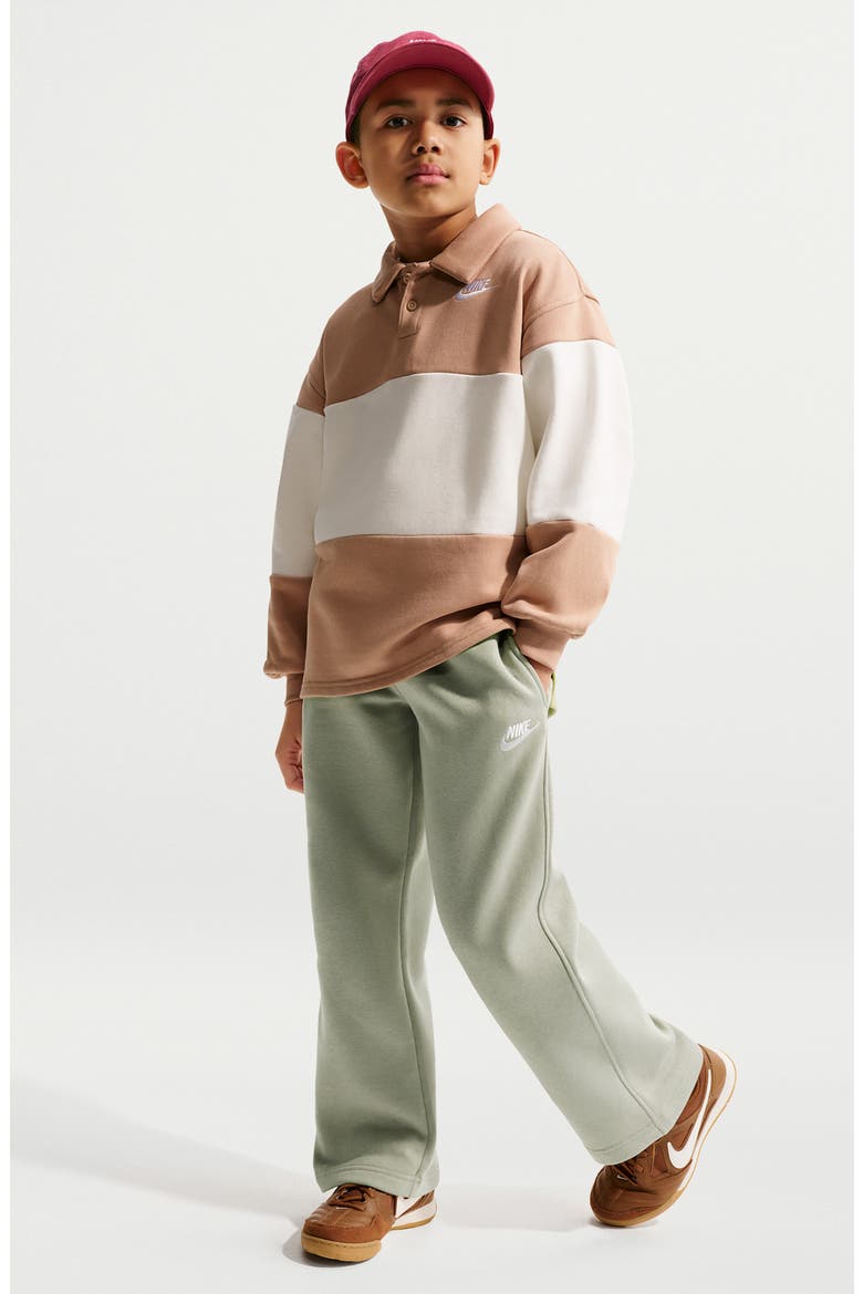 Kids' French Terry Wide Leg Pants, Main, color, SPRUCE FOG/ WHITE