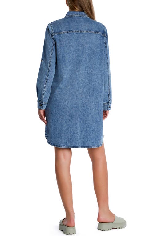 Wash Lab Denim Choice Long Sleeve Denim Shirtdress In Clear Blue