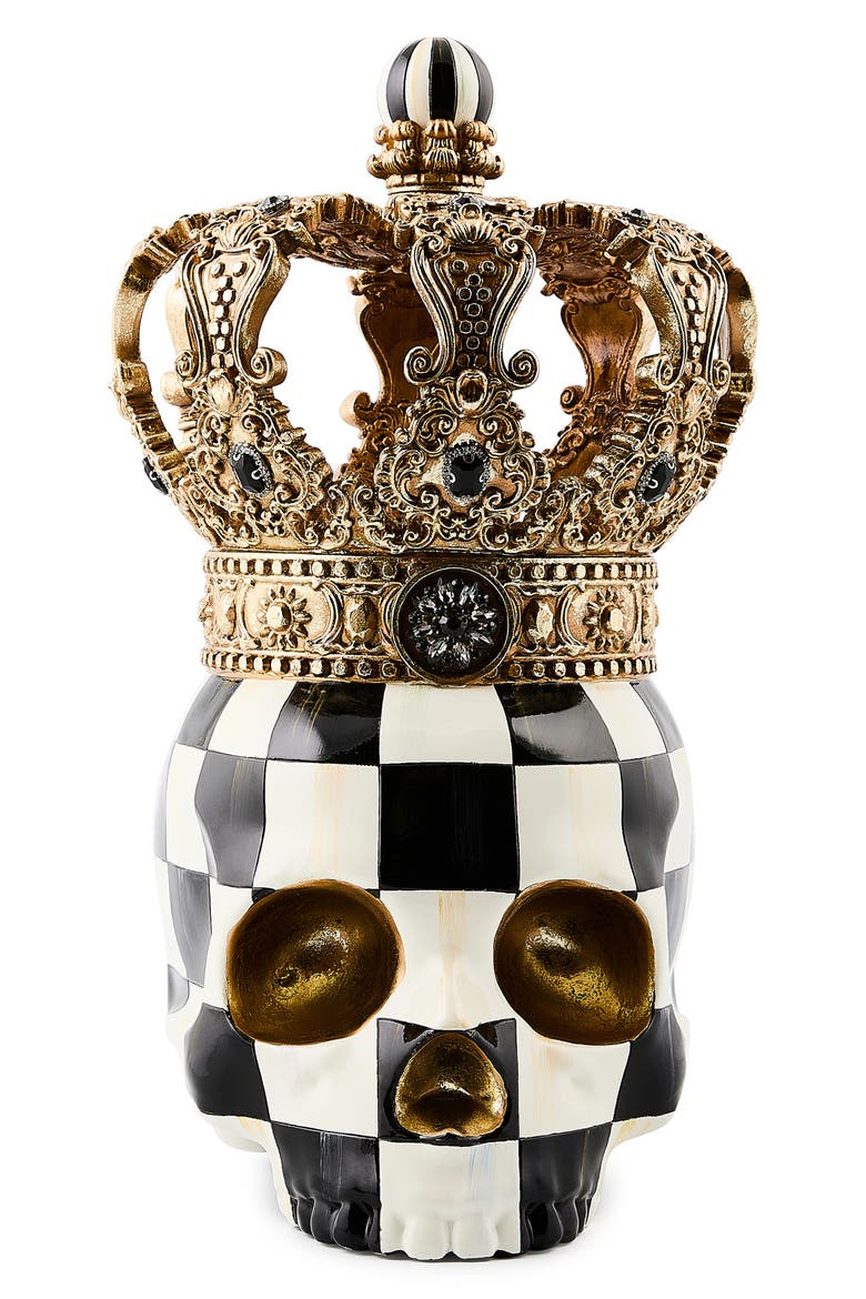 Courtly Check Crowned Skull, Main, color, BLACK