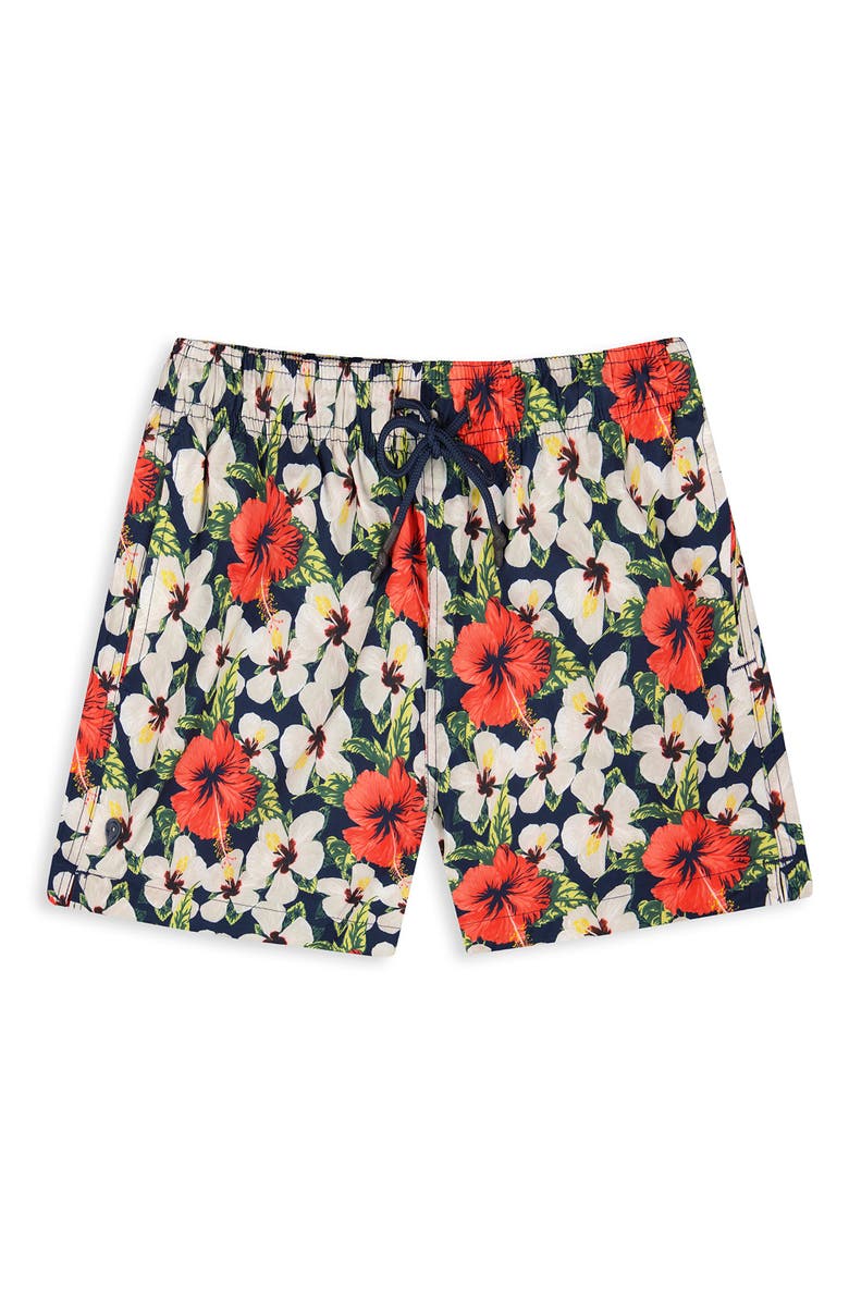 Sunset x Vine Floral Swim Trunks, Alternate, color, Navy