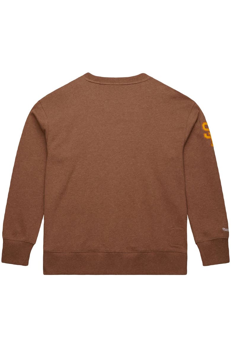 Men's Mitchell & Ness Tony Gwynn Brown San Diego Padres Legends Collection Vintage Logo Name & Number Fleece Pullover Sweatshirt, Alternate, color, Brown