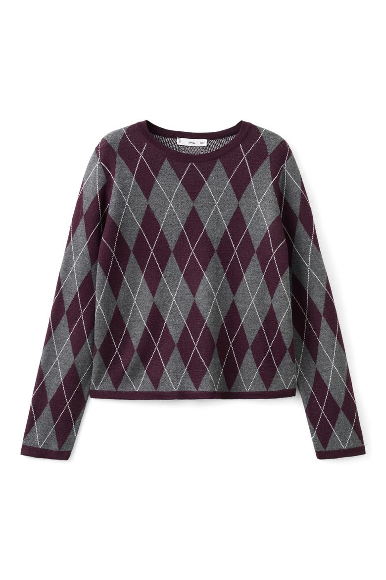 Argyle Crewneck Sweater, Alternate, color, MEDIUM HEATHER GREY