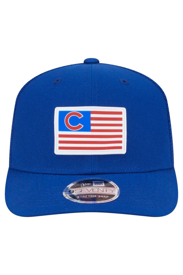 Men's New Era Royal Chicago Cubs Flag 9SEVENTY Stretch-Snap Hat, Alternate, color, Royal