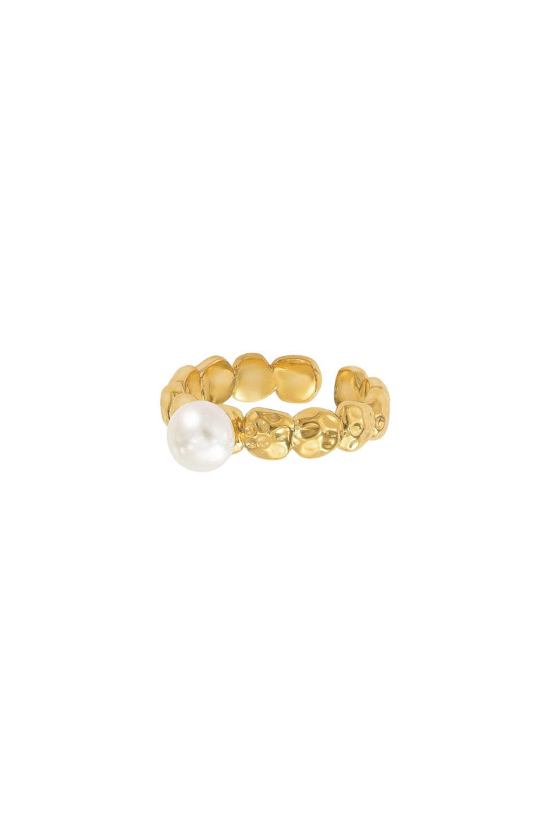 Amore Pearl Head Statement Ring Trendy Minimalist, Main, color, Gold
