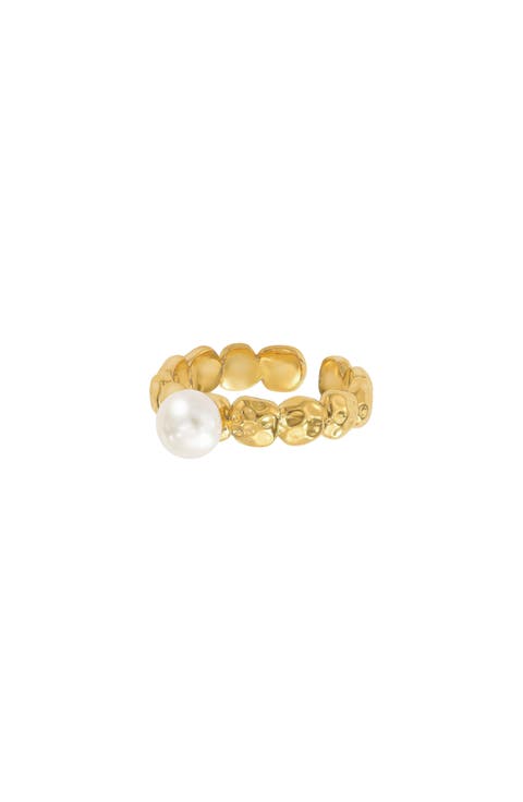 Amore Pearl Head Statement Ring Trendy Minimalist