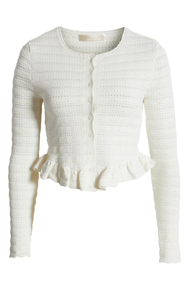 LoveShackFancy Rogan Pointelle Cardigan, Alternate, color, Ivory