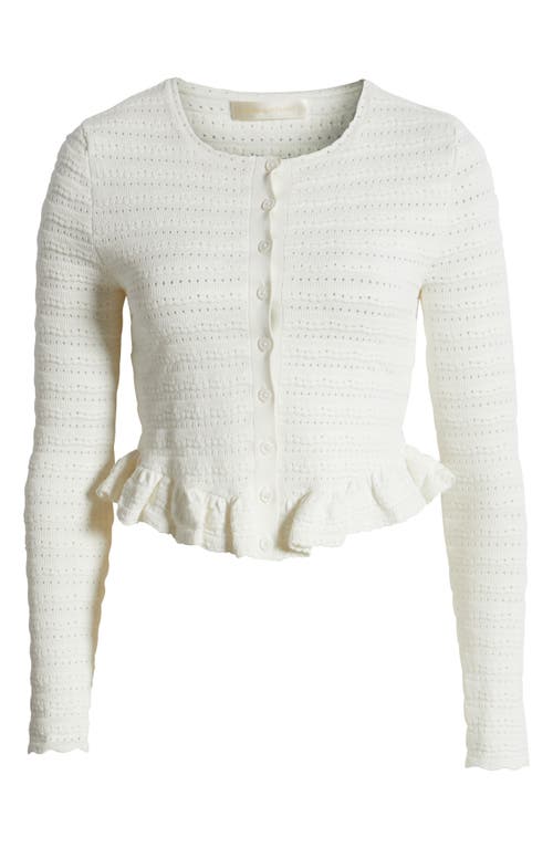Loveshackfancy Rogan Crewneck Cardigan Sweater In Ivory