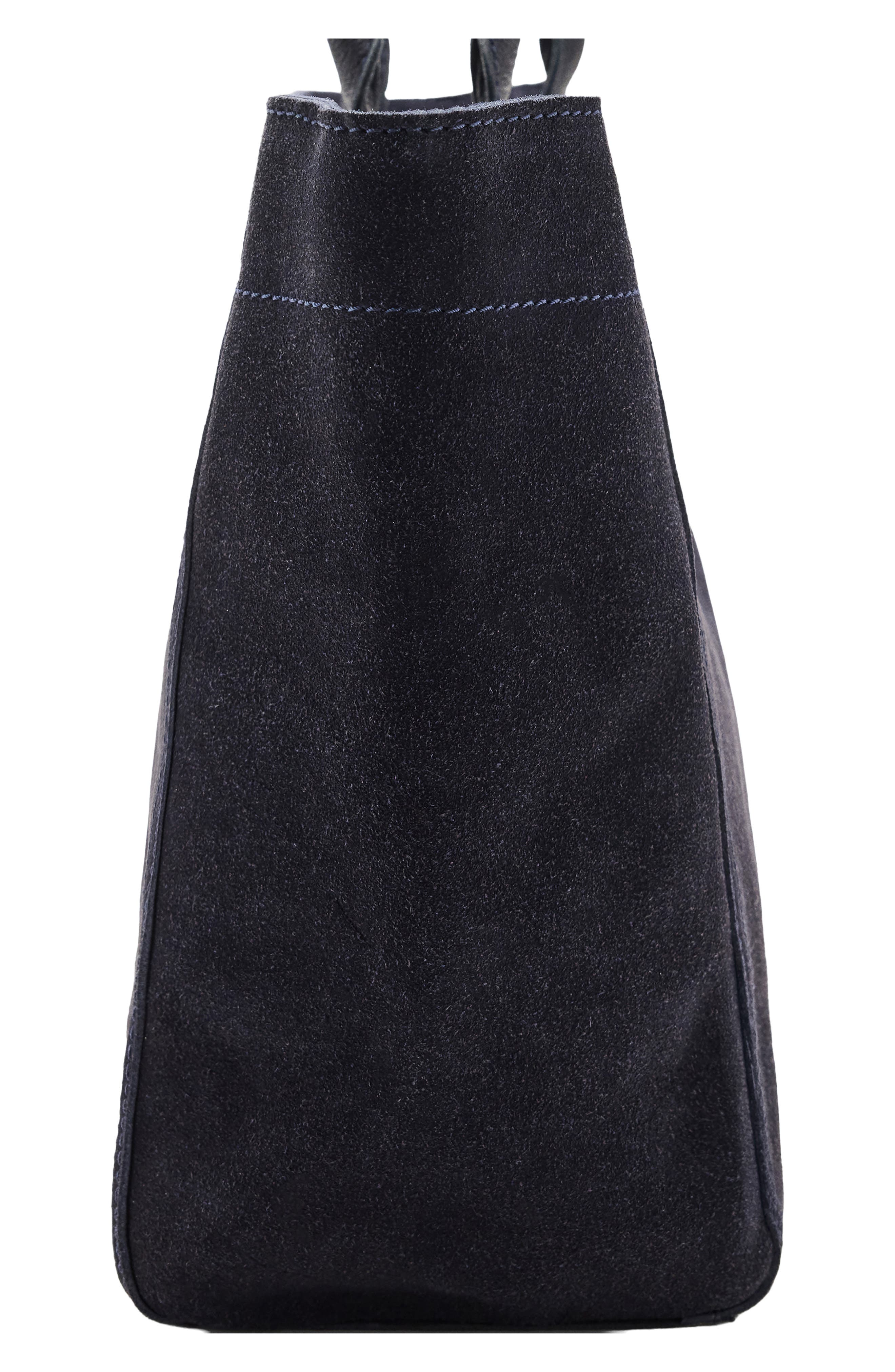 Suede Leather Tote, Alternate, color, NAVY