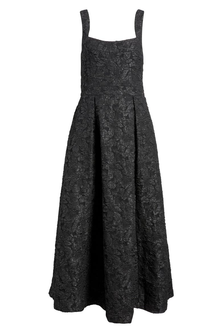 Floral Jacquard Gown, Alternate, color, BLACK