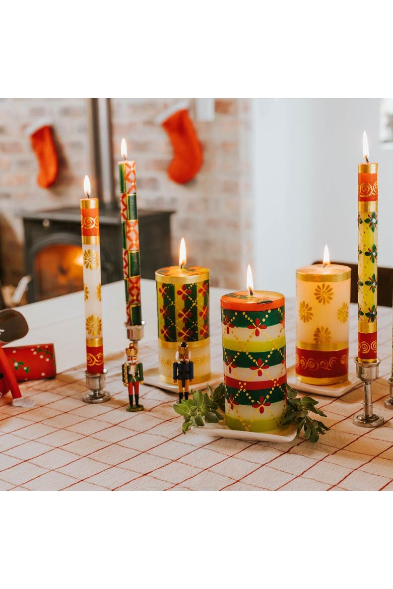 Christmas Painted Pillar Candle, Alternate, color, Christmas - 3x6"